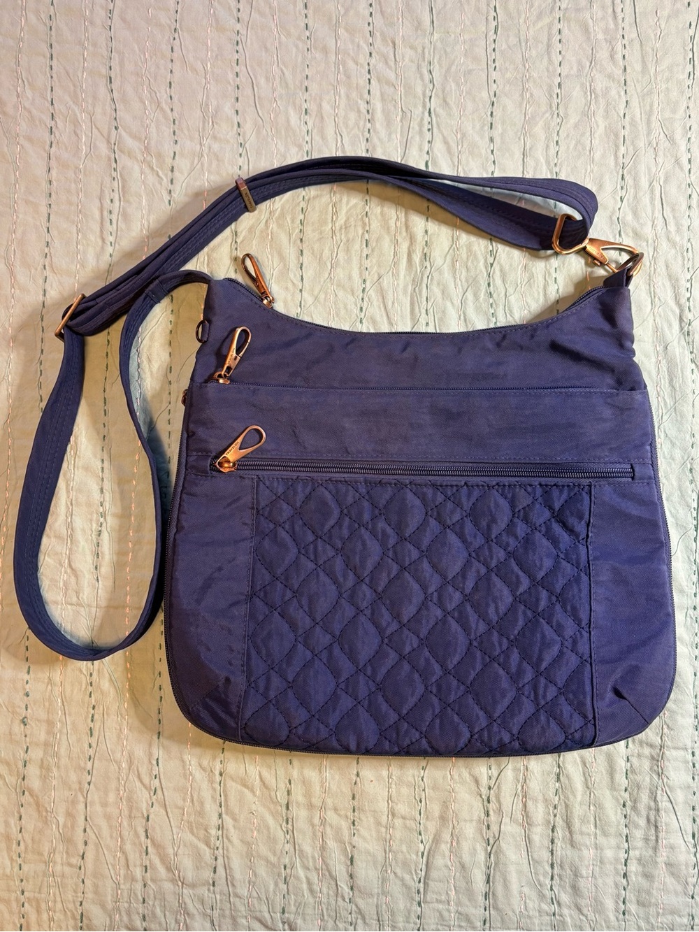 Travelon Quilted Crossbody Shoulder Bag - Navy